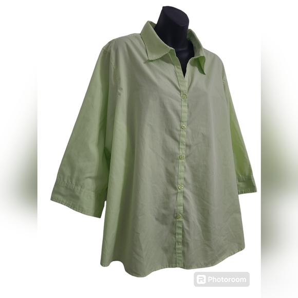 Penmans Pale Green 3/4 Sleeved Button-down Blouse Size 3X - Picture 3 of 10